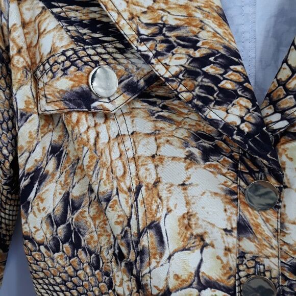 Vtg Cache Unique Statement Jacket Dragon Eagle Military Moto Belted Golden Sz L - Picture 10 of 16